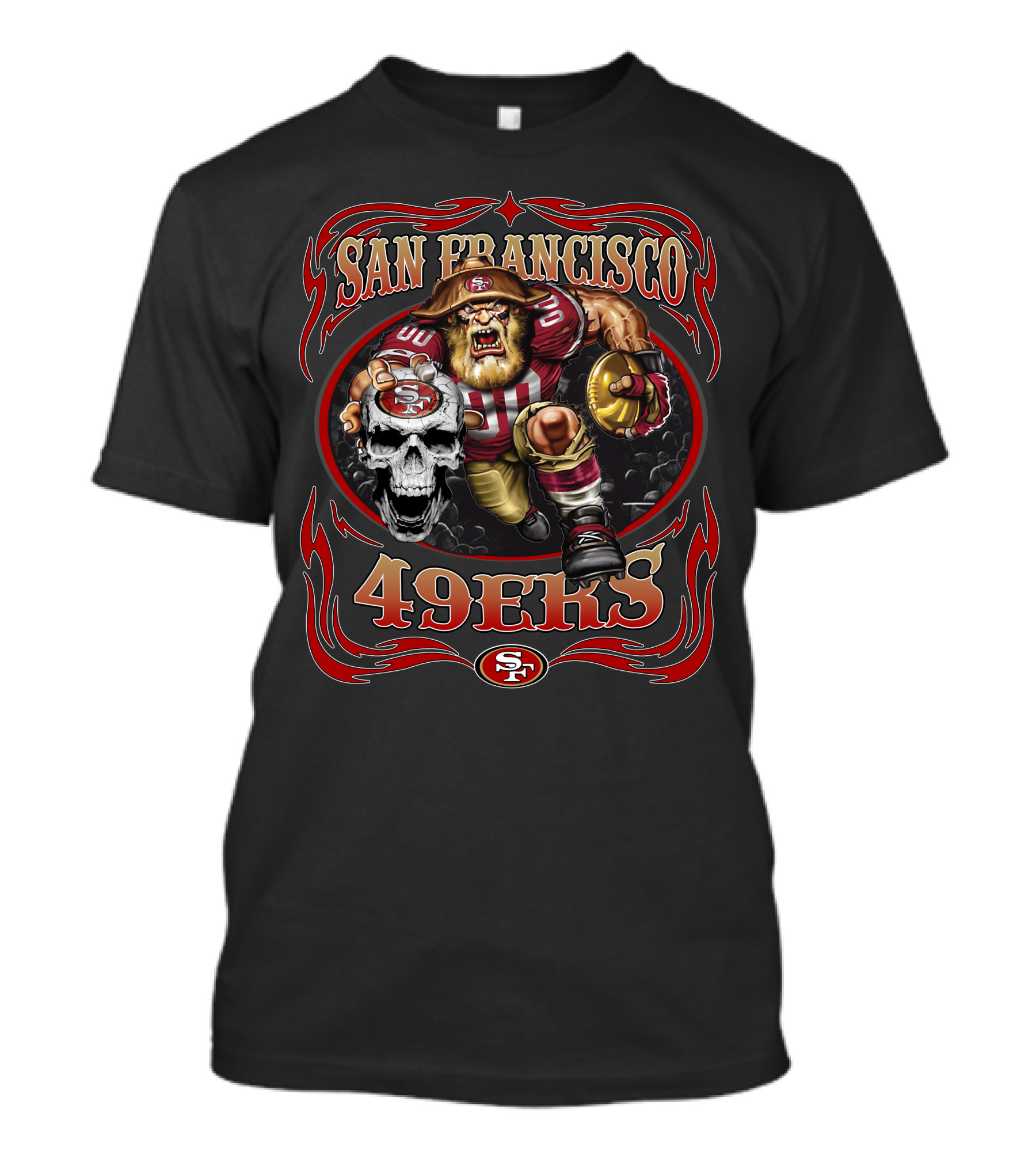 San Francisco 49ers Fierce Warrior Logo Football Theme T-Shirt