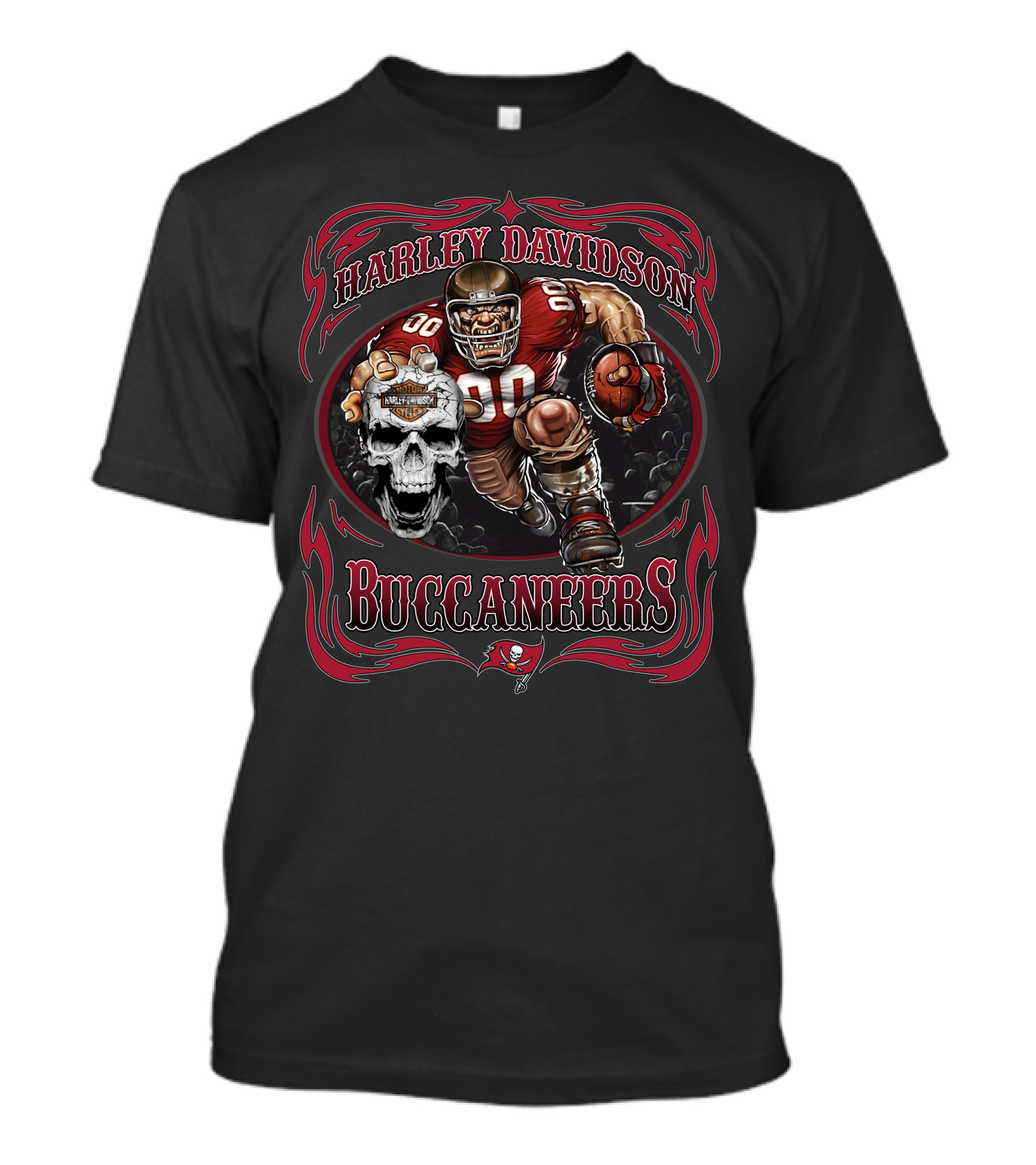 Harley Davidson Buccaneers Football Skull T-Shirt