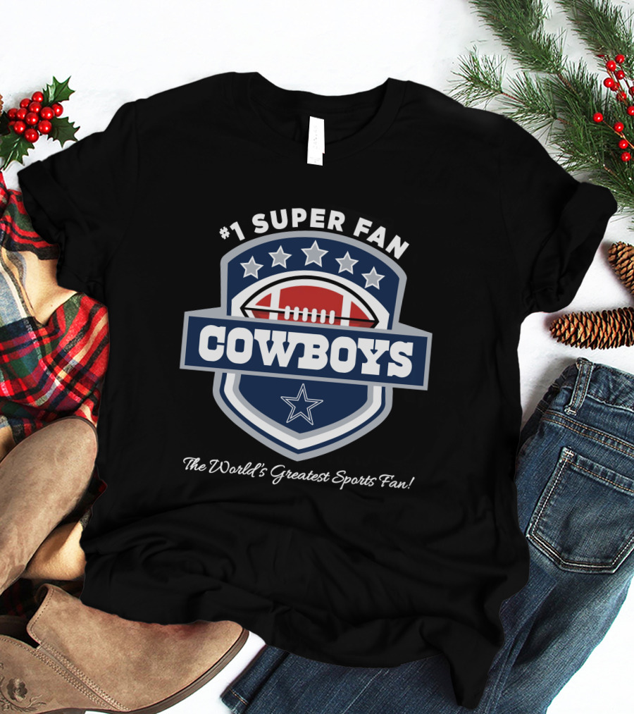 Dallas Cowboys Stars And Football Shield T-Shirt