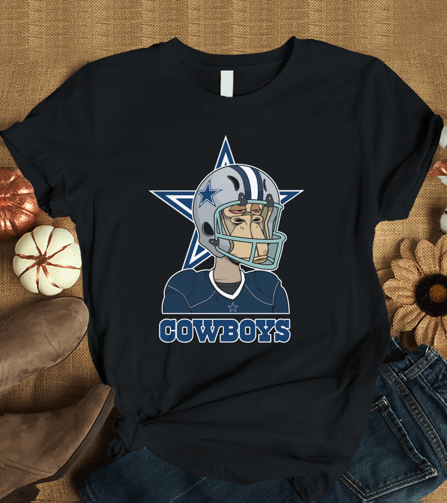 Cowboys Star Helmet Monkey Football Player T-Shirt
