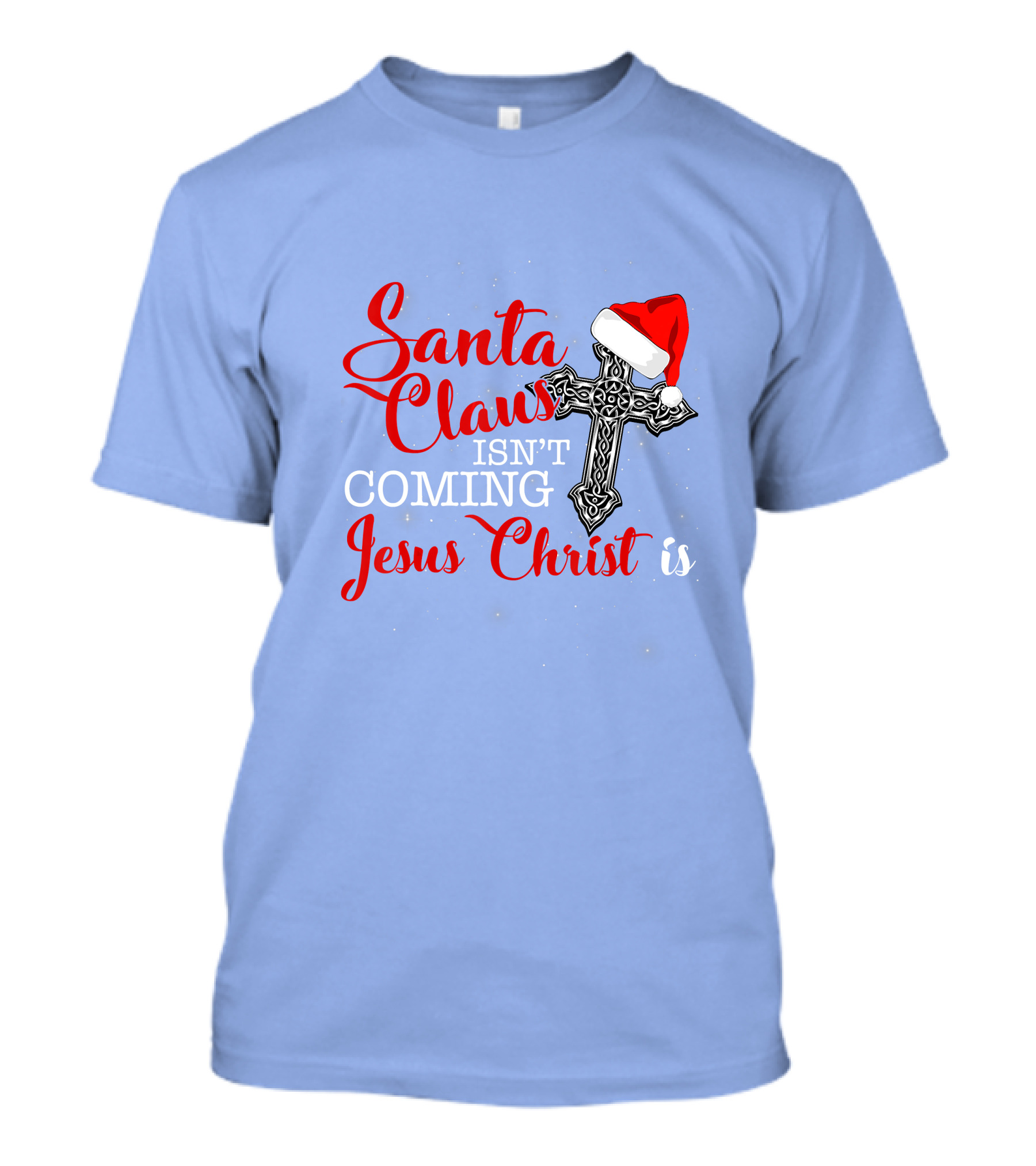 Santa Claus Jesus Christ Cross Christmas Hat T-Shirt
