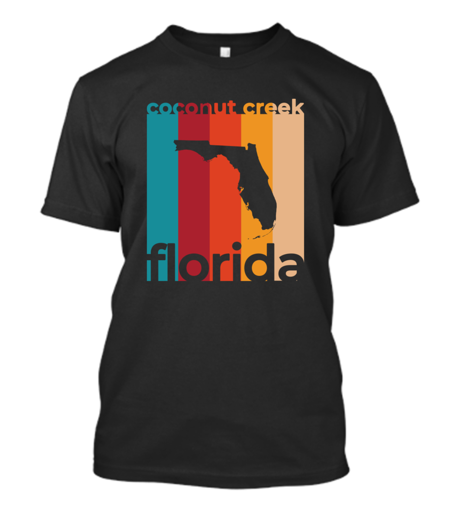Coconut Creek Florida Vintage State Silhouette Retro Stripes T-Shirt