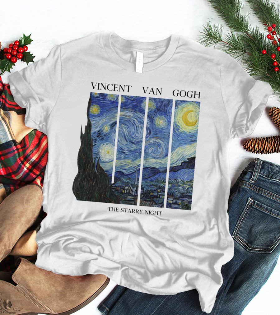 Vincent Van Gogh The Starry Night Quadrant Series T-Shirt