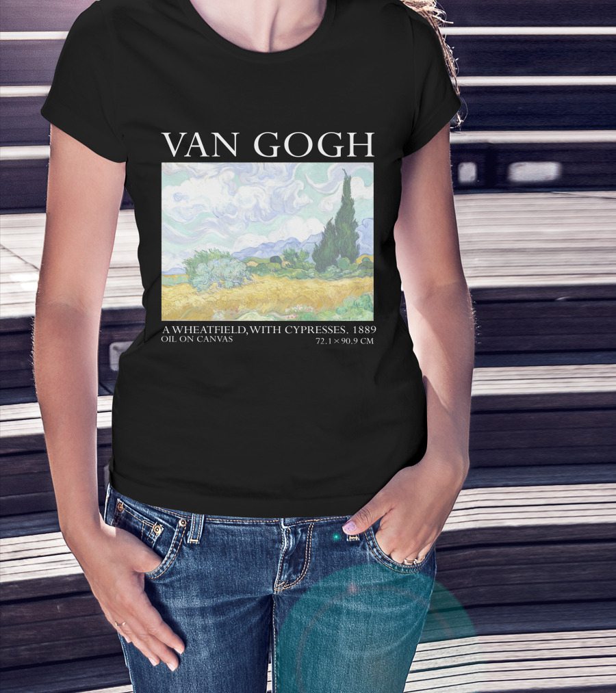 Van Gogh Wheatfield With Cypresses 1889 Oil On Canvas 72.1 X 90.9 Cm T-Shirt
