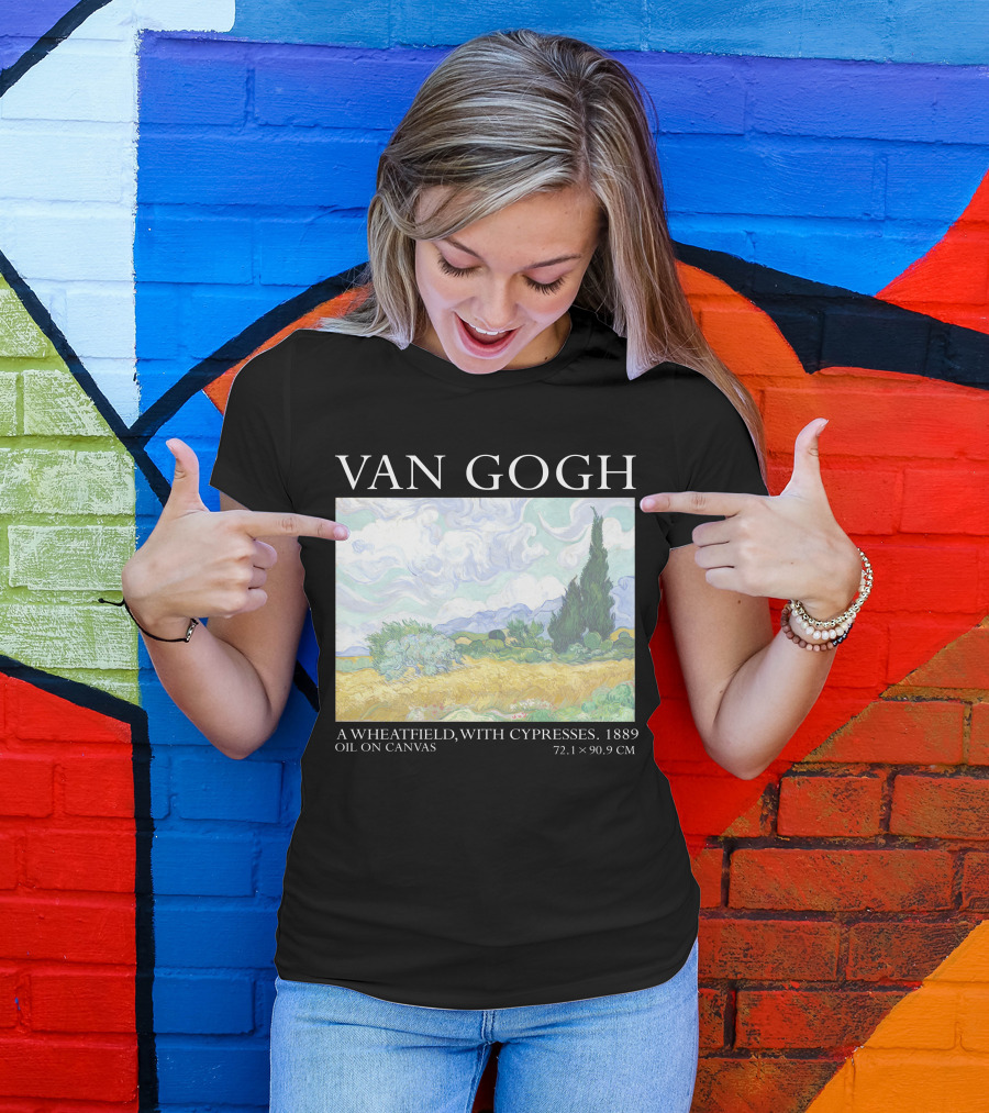 Van Gogh Wheatfield With Cypresses 1889 Oil On Canvas 72.1 X 90.9 Cm T-Shirt