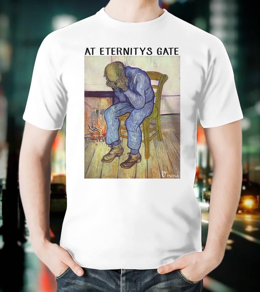 At Eternitys Gate Vincent Van Gogh Vintage Painting Chair Fire Mood T-Shirt