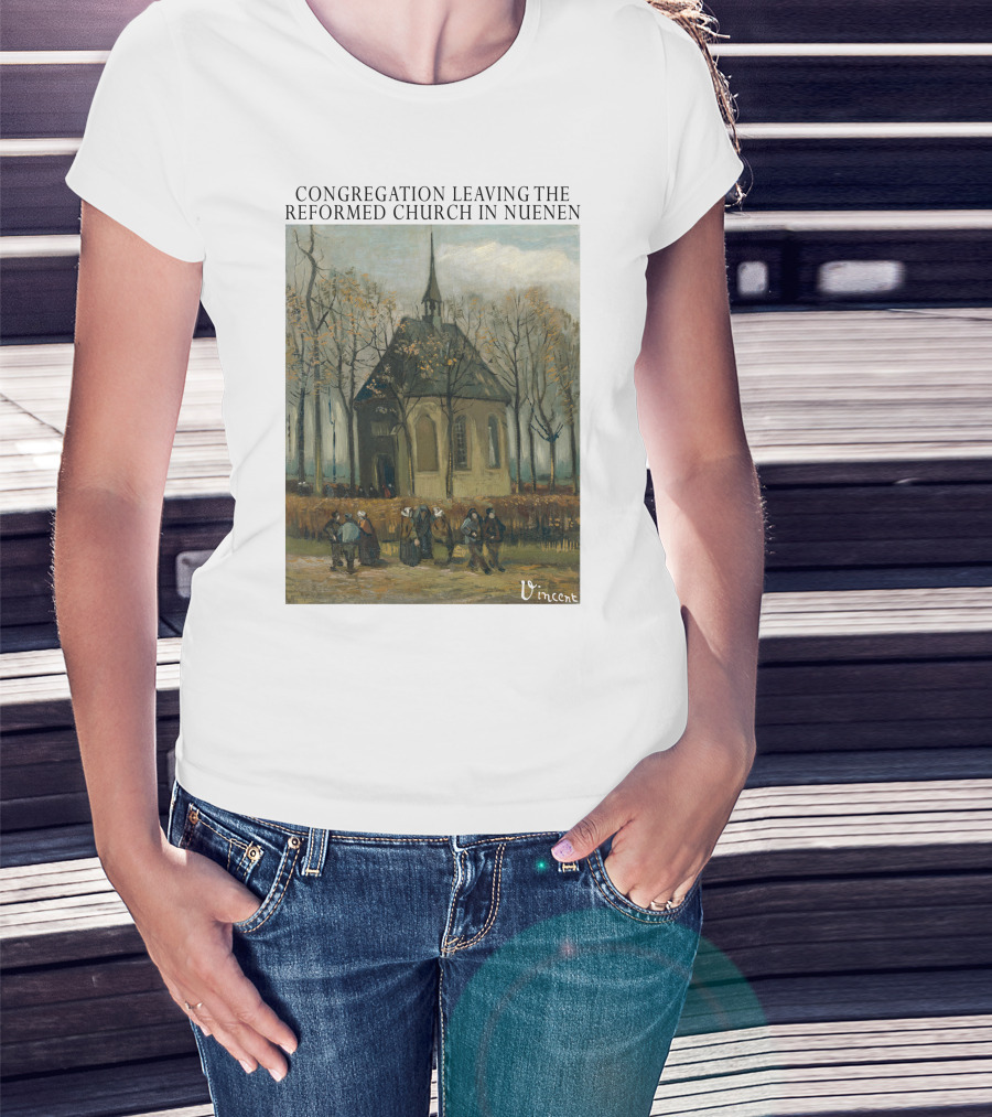 Congregation Leaving The Reformed Church In Nuenen Vincent Van Gogh Painting T-Shirt