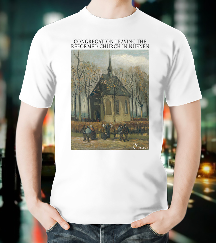 Congregation Leaving The Reformed Church In Nuenen Vincent Van Gogh Painting T-Shirt