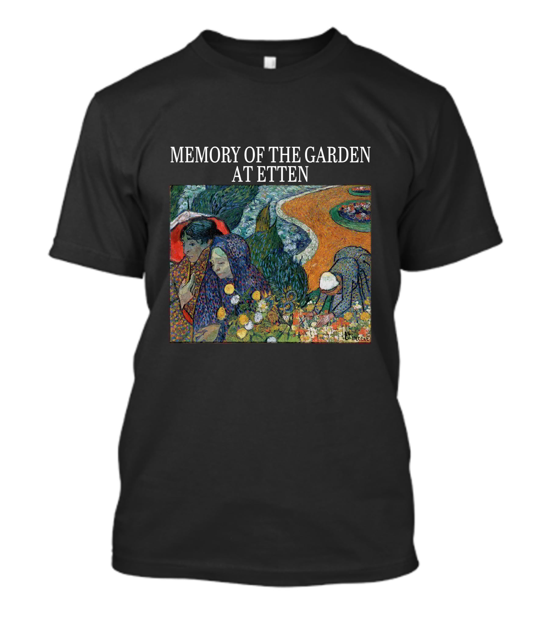 Memory Of The Garden At Etten Vincent Van Gogh Patterned Floral Scene T-Shirt