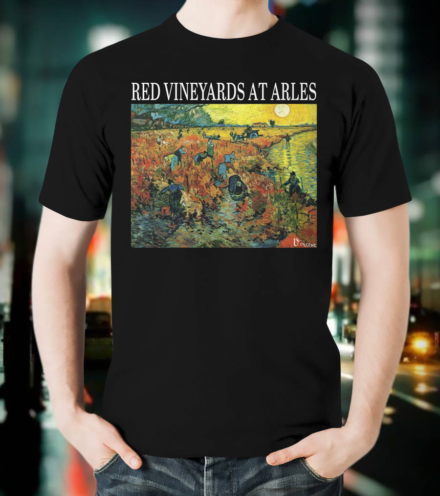 Red Vineyards At Arles Vincent Van Gogh Painting Dark T-Shirt