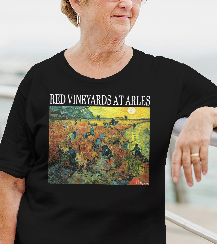Red Vineyards At Arles Vincent Van Gogh Painting Dark T-Shirt