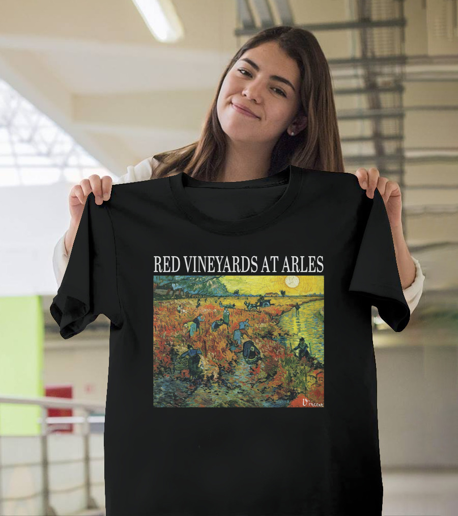 Red Vineyards At Arles Vincent Van Gogh Painting Dark T-Shirt