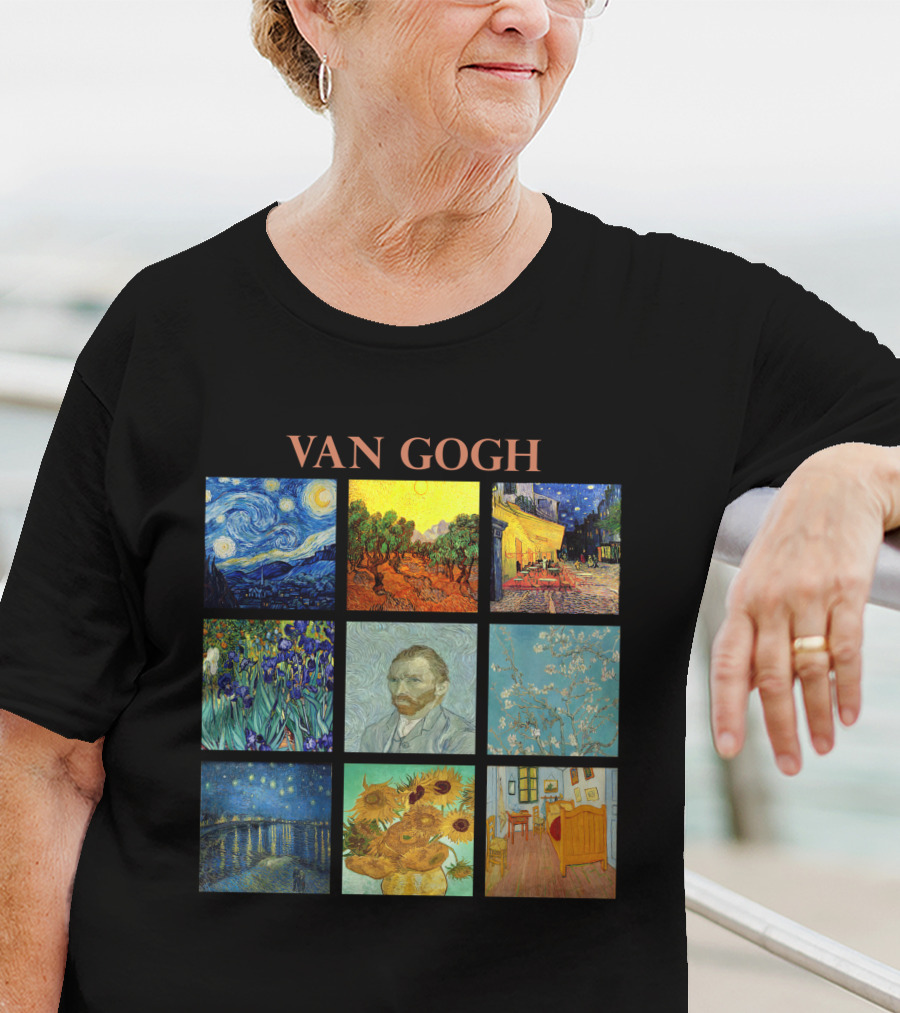 Van Gogh Starry Night Sunflowers Irises Café Terrace Almond Blossoms Portrait Bedroom T-Shirt