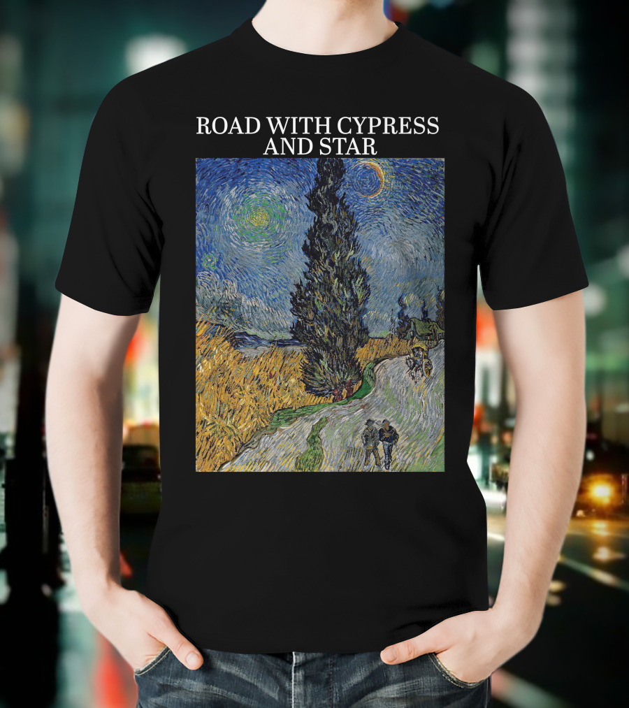 Vincent Van Gogh Road With Cypress And Star T-Shirt