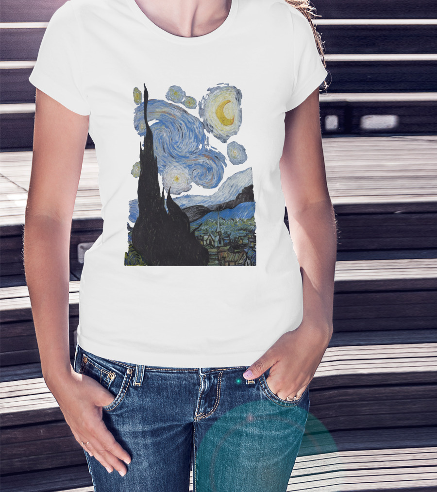 Starry Night Vincent Van Gogh Painting Swirls And Sky T-Shirt