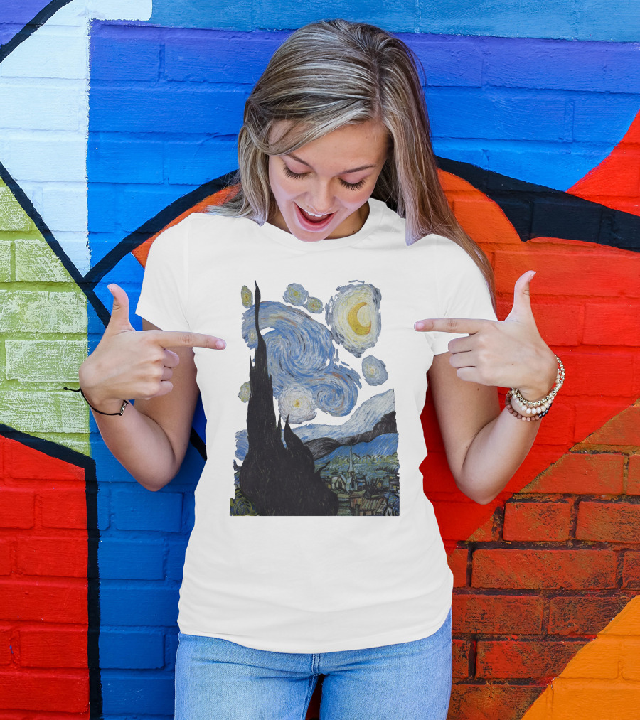 Starry Night Vincent Van Gogh Painting Swirls And Sky T-Shirt