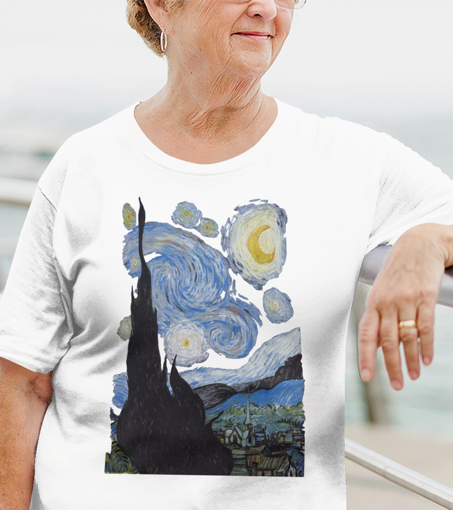 Starry Night Vincent Van Gogh Painting Swirls And Sky T-Shirt