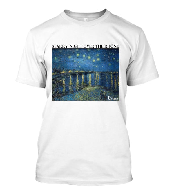 Starry Night Over The Rhône Vincent Van Gogh Vivid Blue Waterscape T-Shirt