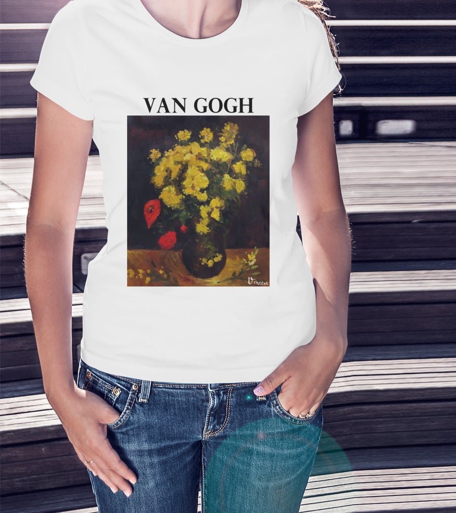 Van Gogh Flowers Red And Yellow Bouquet Vincent T-Shirt