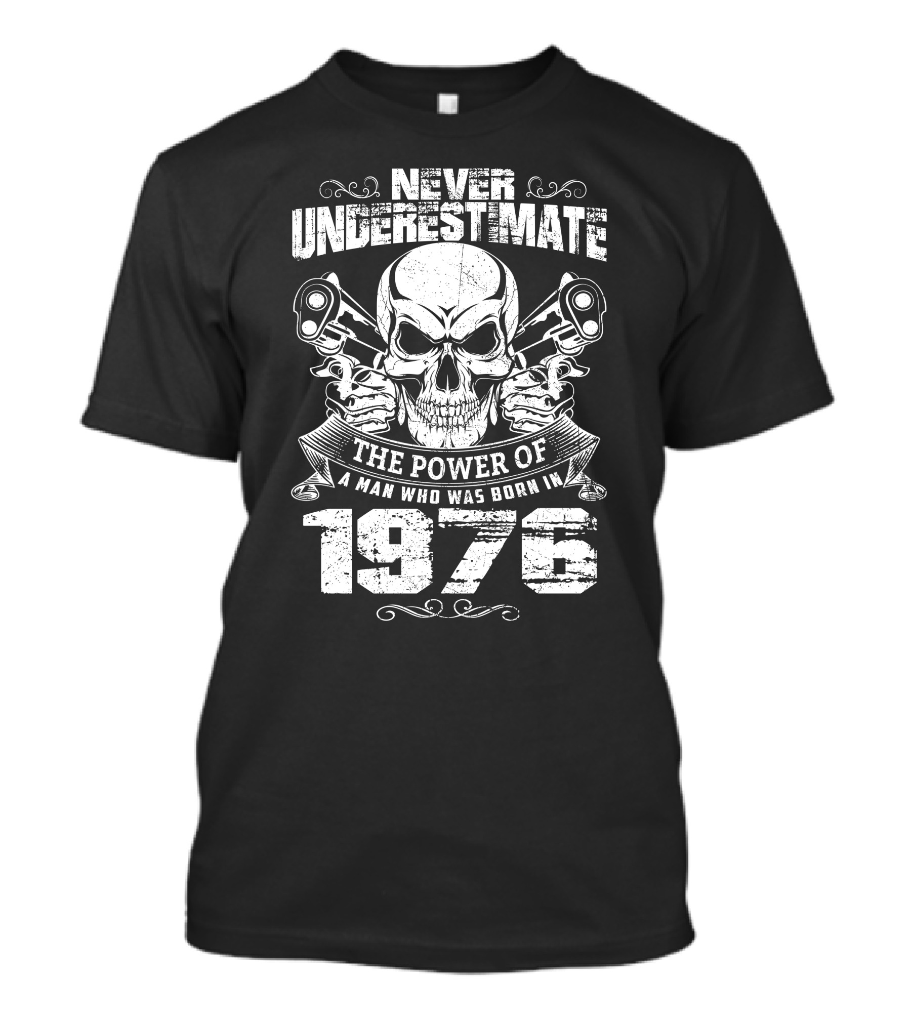Never Underestimate The Power Of A Man Who Was Born In 1976 Skull And Pistons T-Shirt