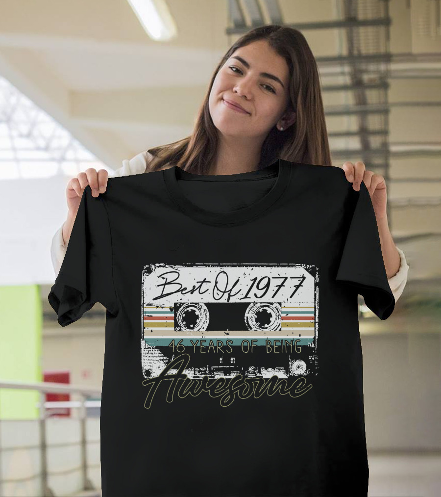 Best Of 1977 46 Years Awesome Music Cassette T-Shirt