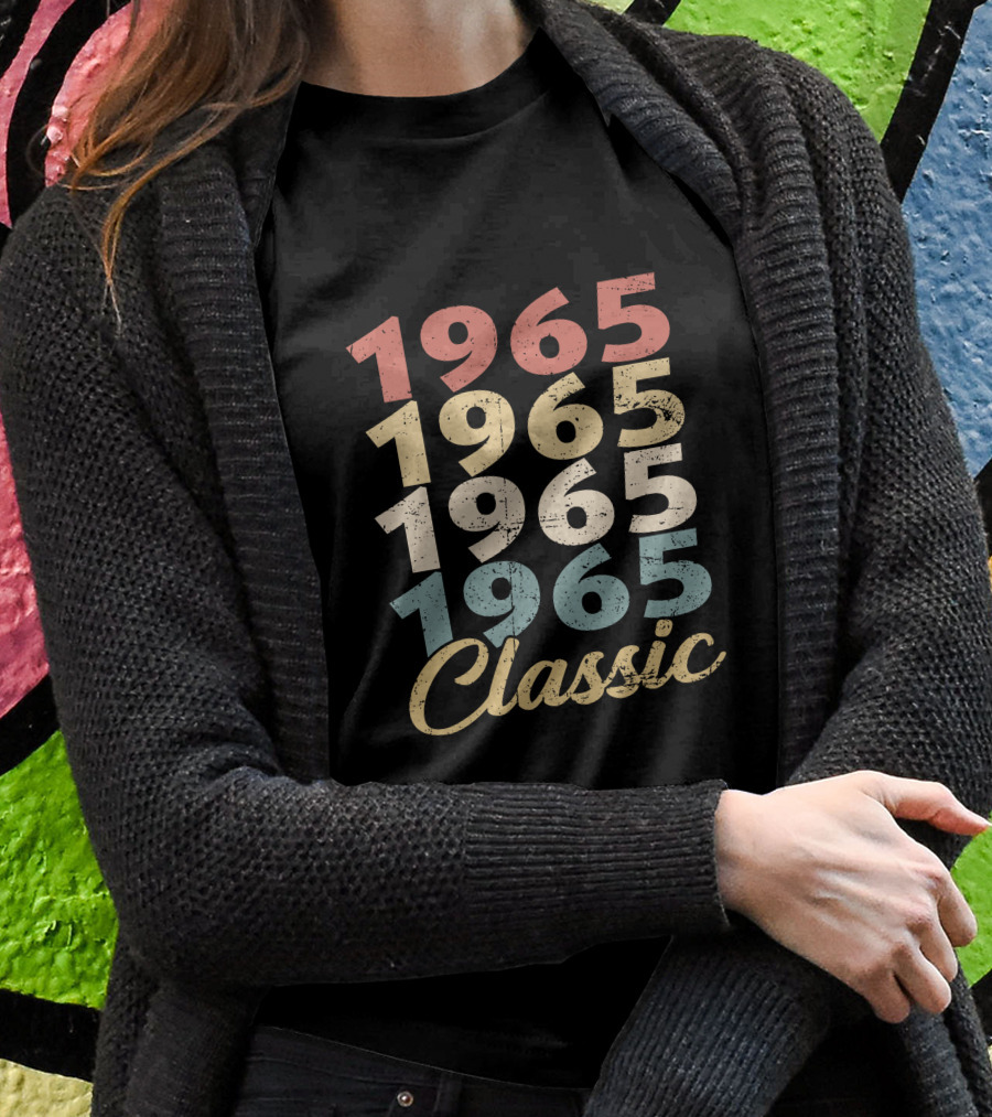 1965 Classic Vintage Retro Year Repeated Text T-Shirt