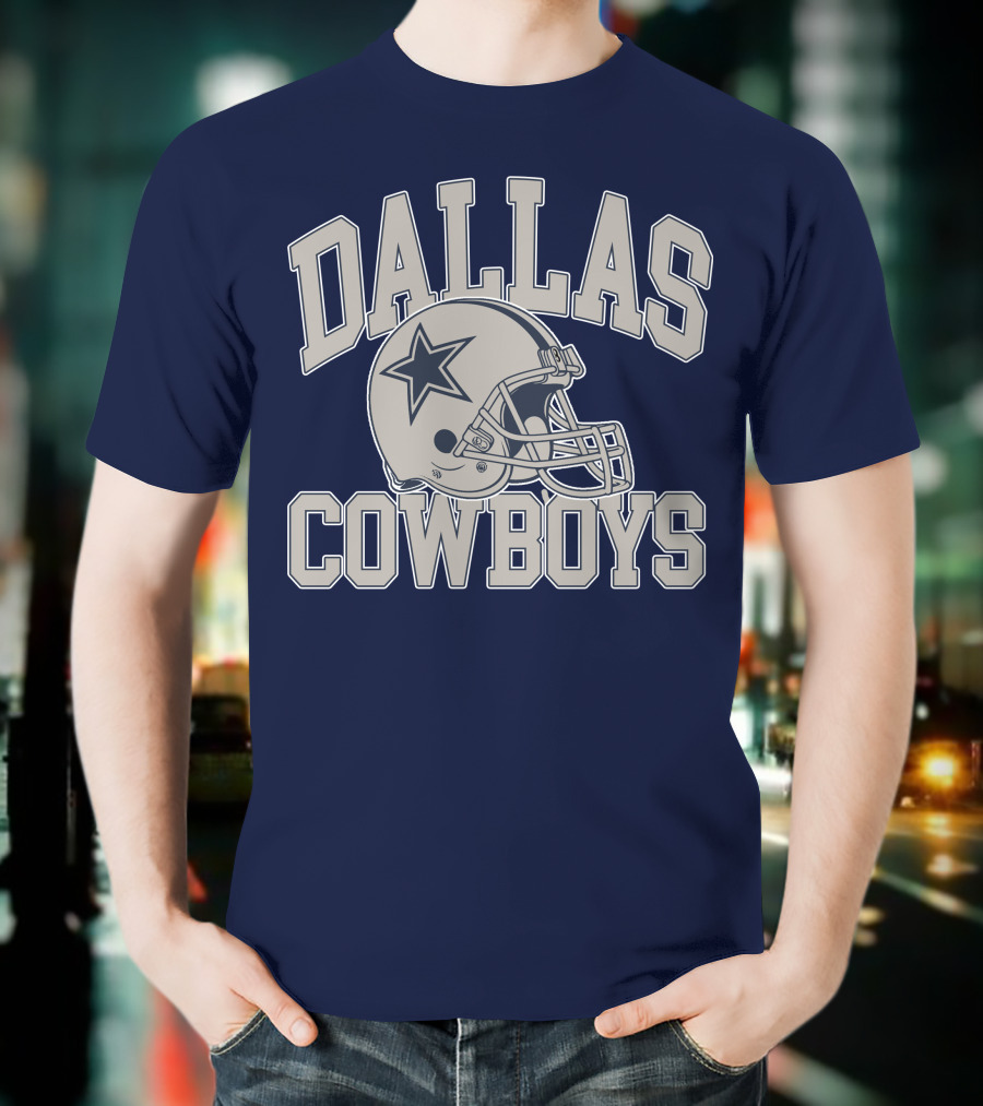 Dallas Cowboys Star Helmet Iconic Team Name T-Shirt