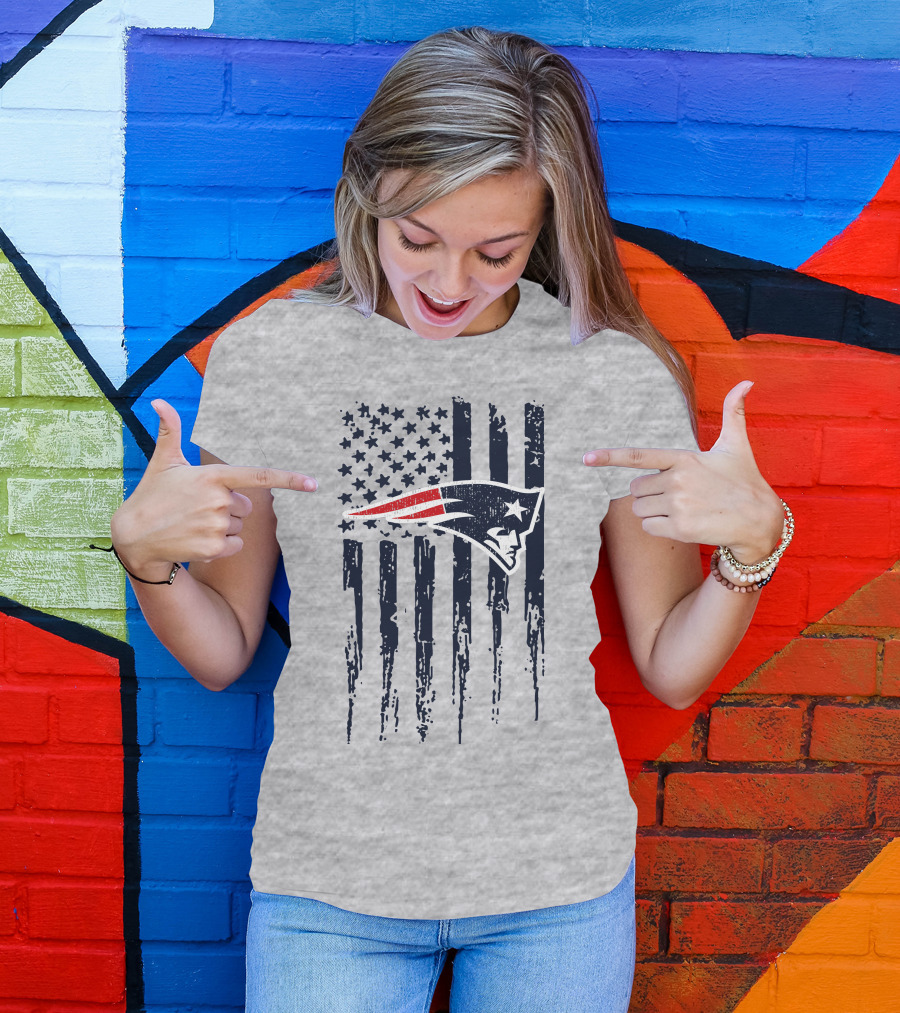 New England Patriots American Flag Patriot Head T-Shirt