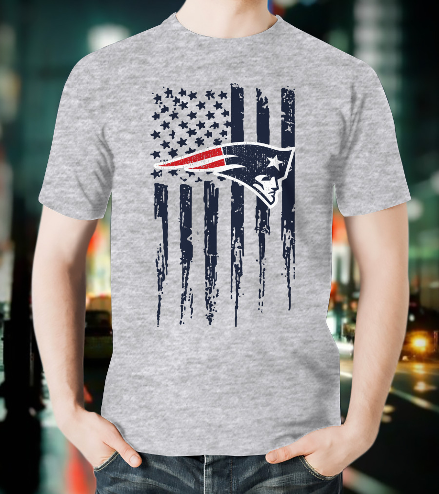 New England Patriots American Flag Patriot Head T-Shirt