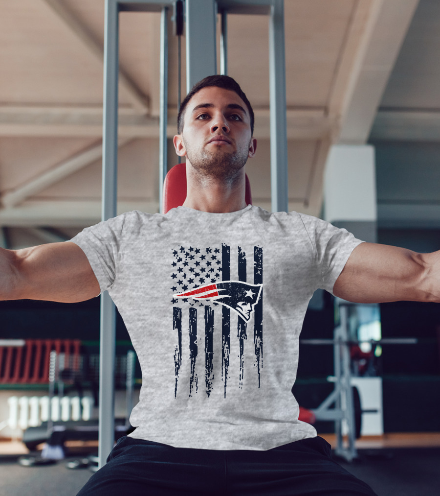 New England Patriots American Flag Patriot Head T-Shirt