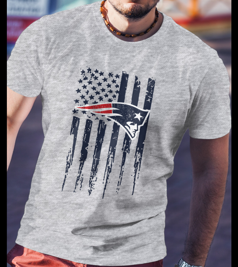 New England Patriots American Flag Patriot Head T-Shirt