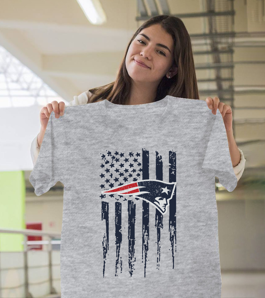 New England Patriots American Flag Patriot Head T-Shirt