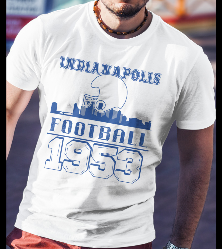 Indianapolis Football 1953 Helmet Skyline T-Shirt