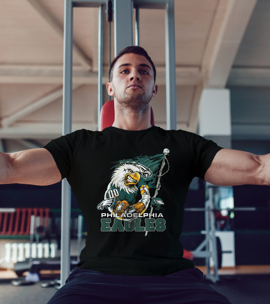 Philadelphia Eagles Fierce Mascot Holding Flag T-Shirt