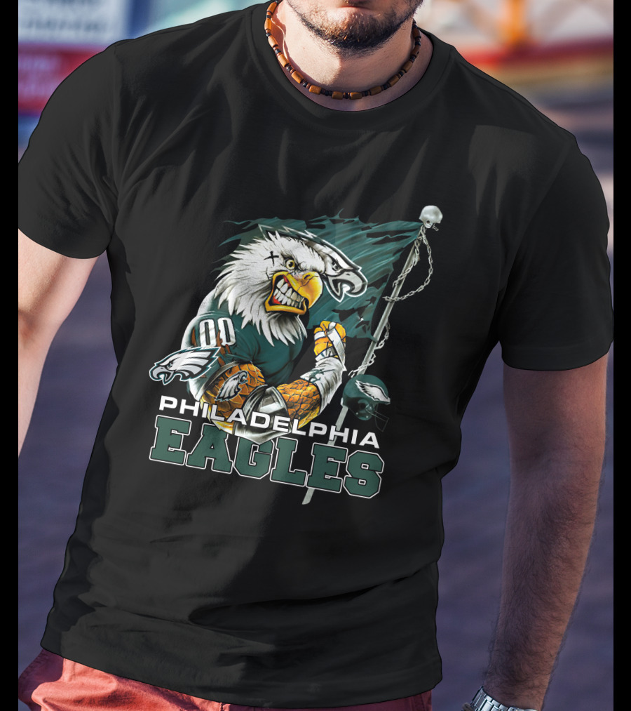 Philadelphia Eagles Fierce Mascot Holding Flag T-Shirt