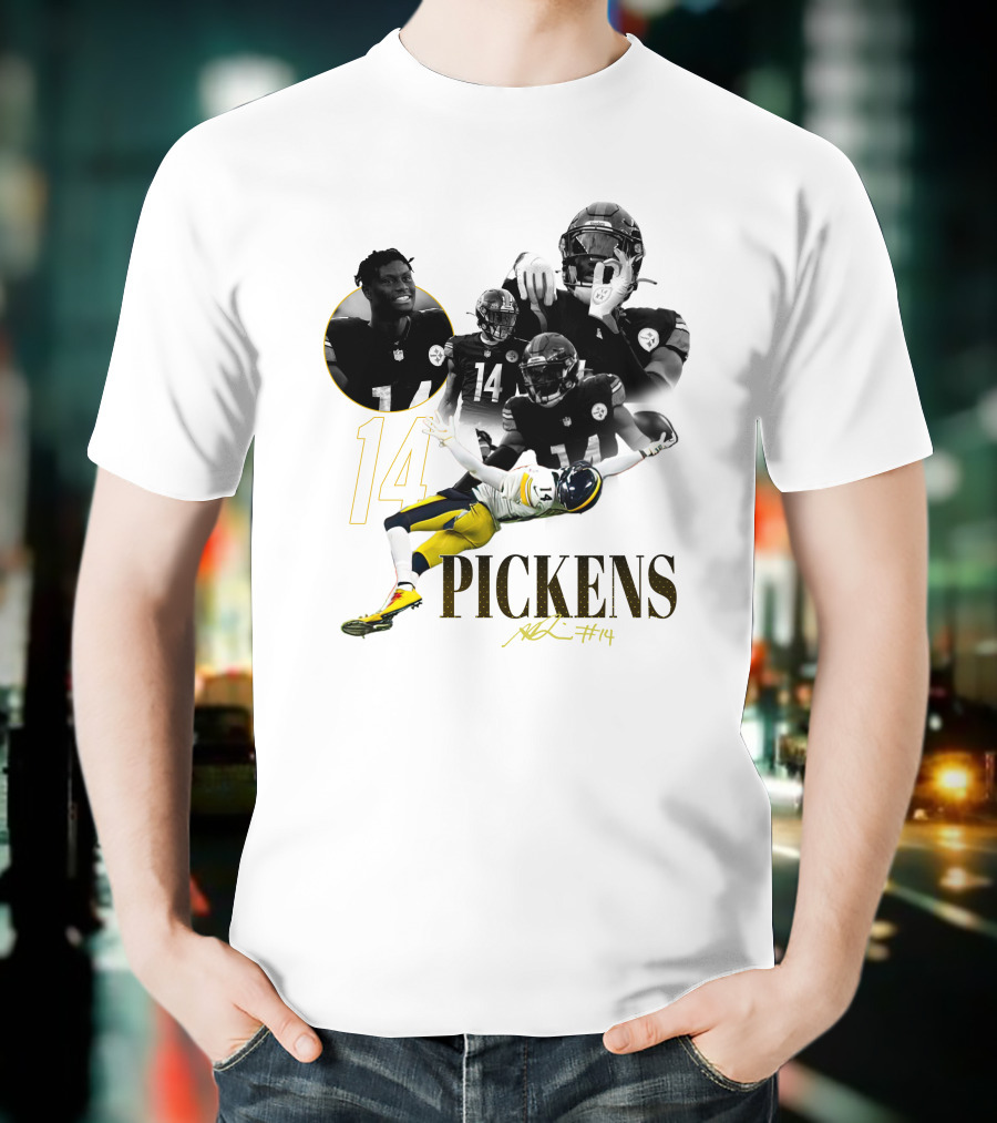 George Pickens #14 Pittsburgh Steelers Football Player Montage T-Shirt
