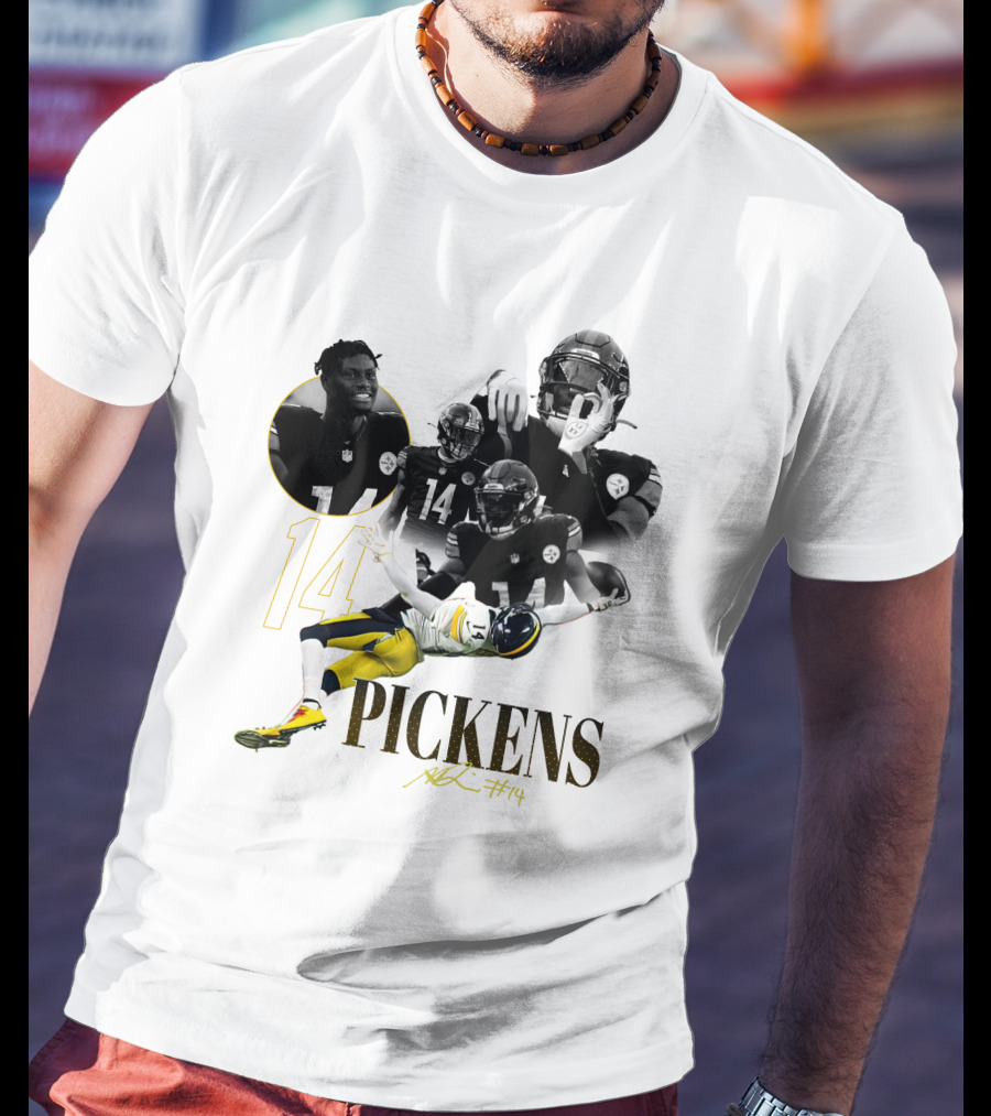 George Pickens #14 Pittsburgh Steelers Football Player Montage T-Shirt