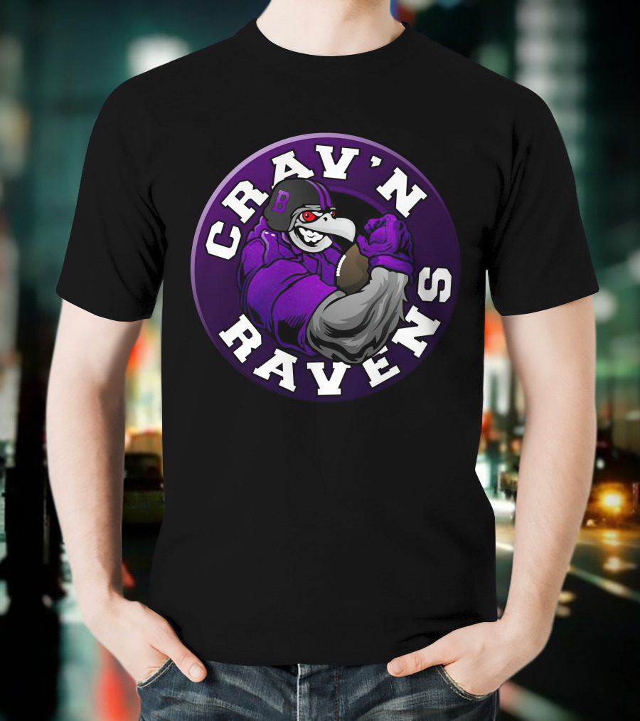 Crav'n Ravens Baltimore Football Mascot Power Pose T-Shirt