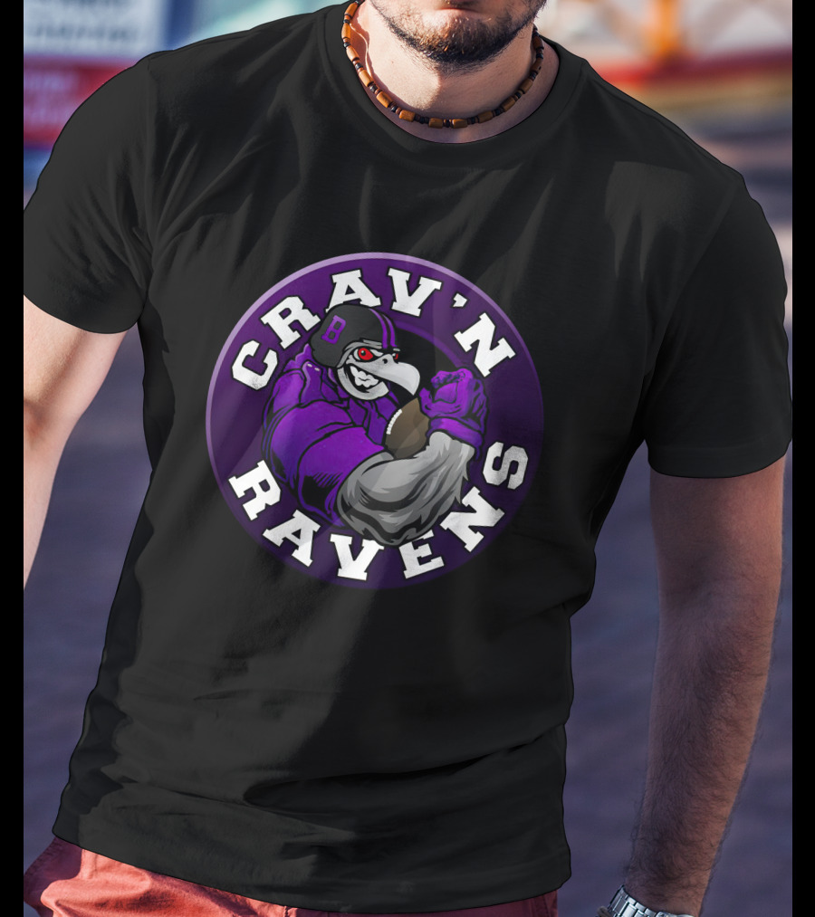 Crav'n Ravens Baltimore Football Mascot Power Pose T-Shirt