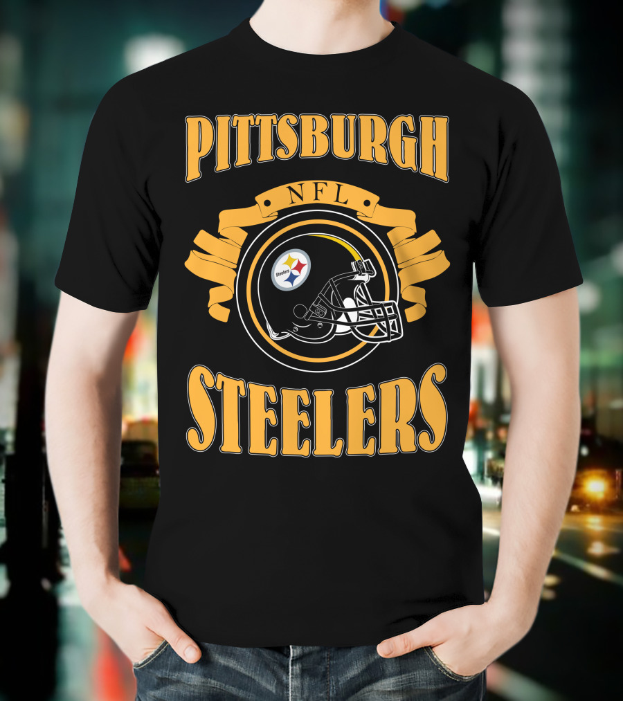 Pittsburgh Steelers NFL Logo Helmet T-Shirt