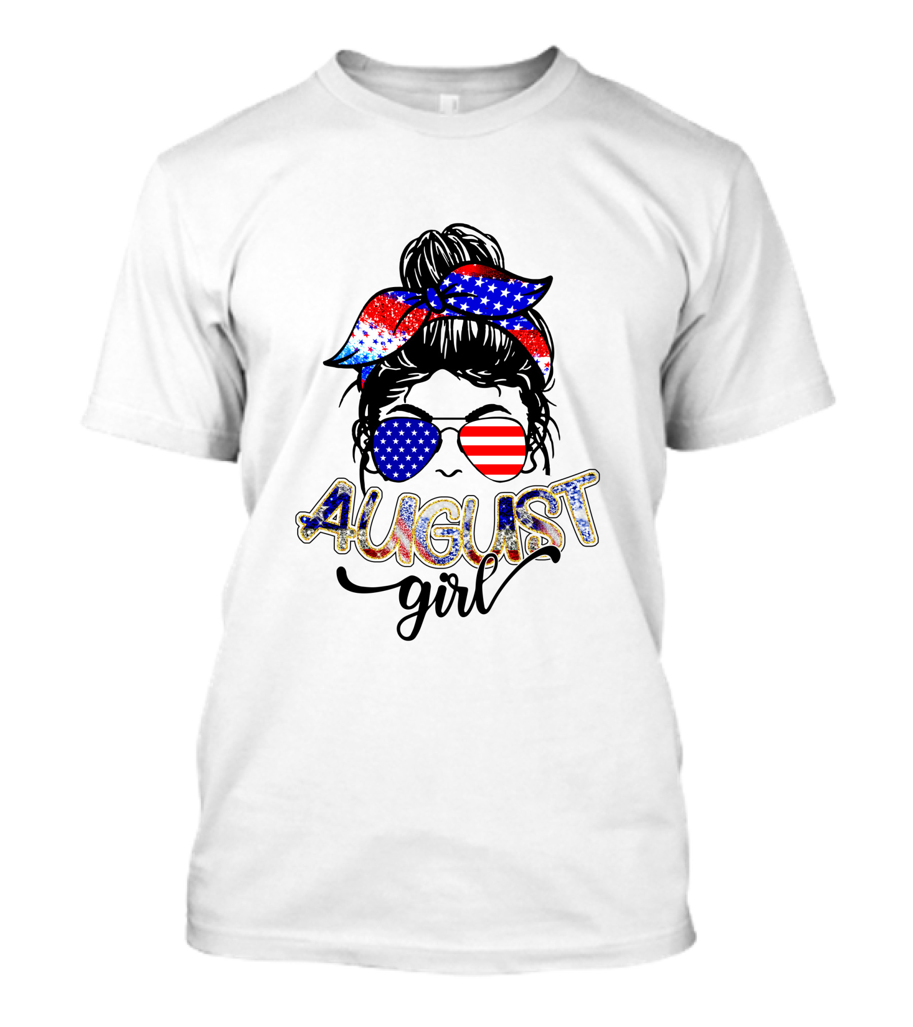 August Girl Retro American Flag Bandana Sunglasses T-Shirt