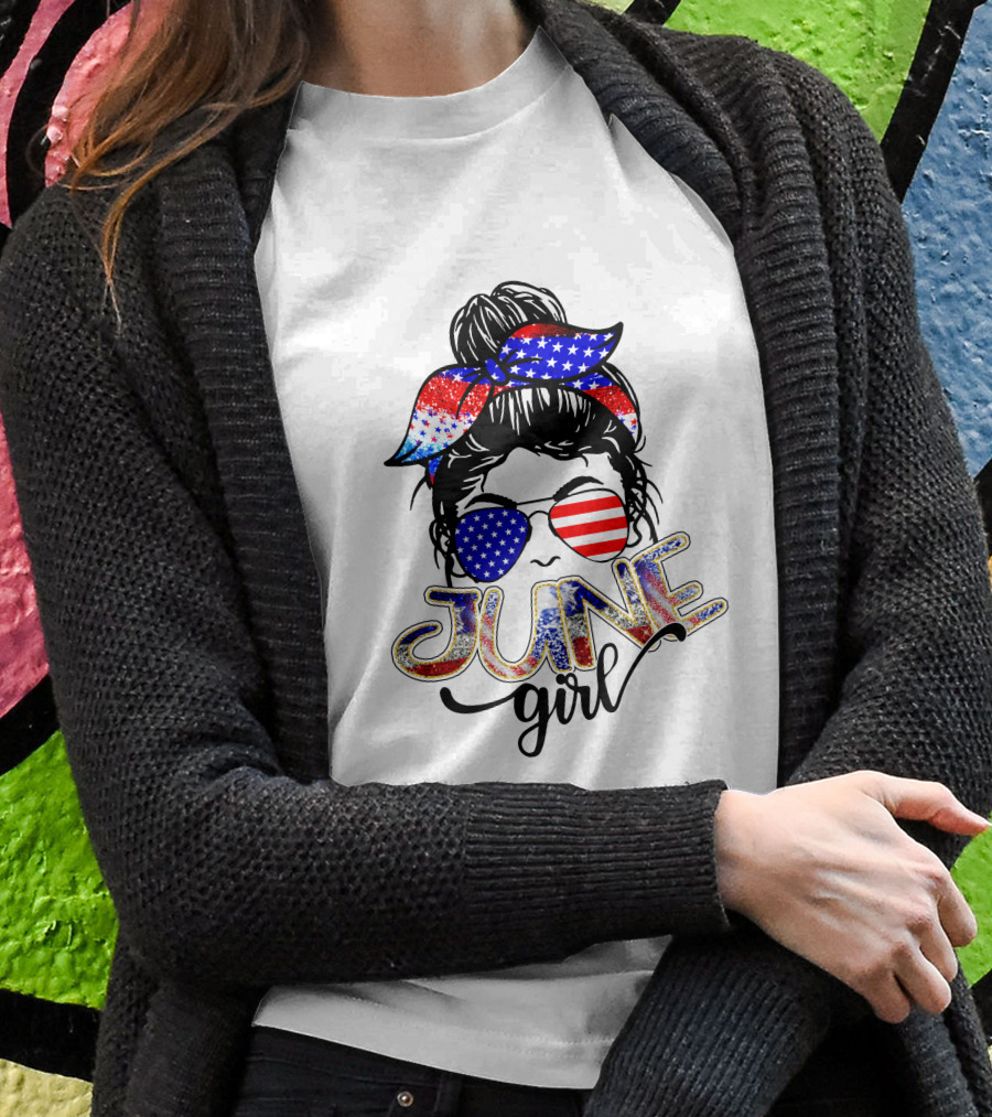 June Girl American Flag Bandana Sunglasses T-Shirt