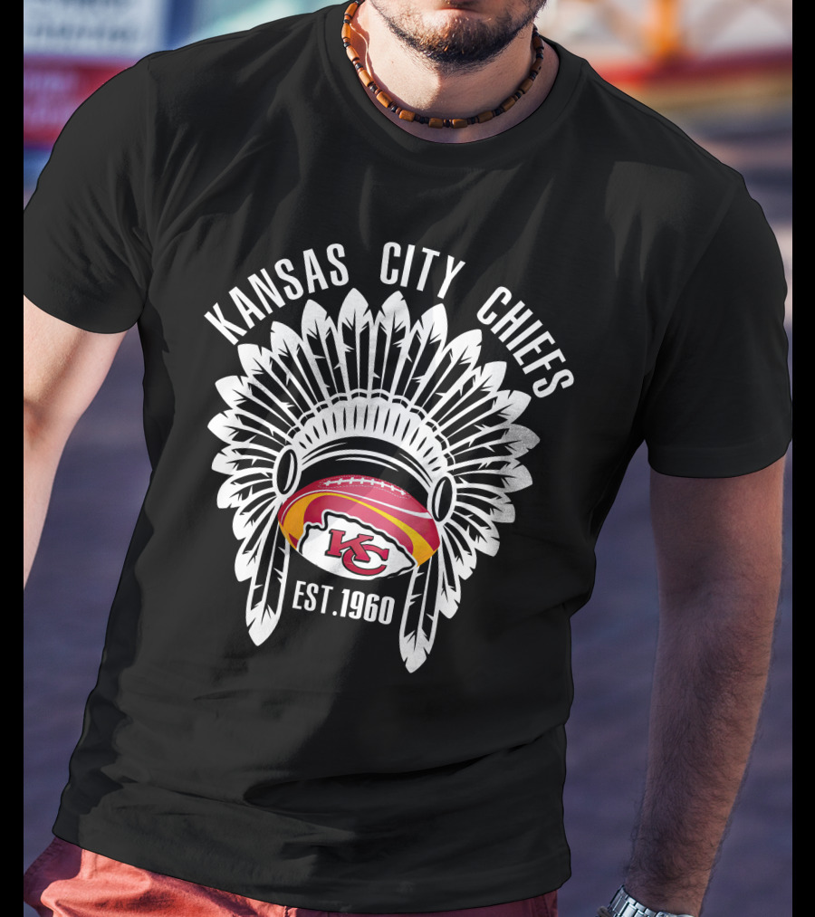 Kansas City Chiefs Est. 1960 Football Headdress T-Shirt