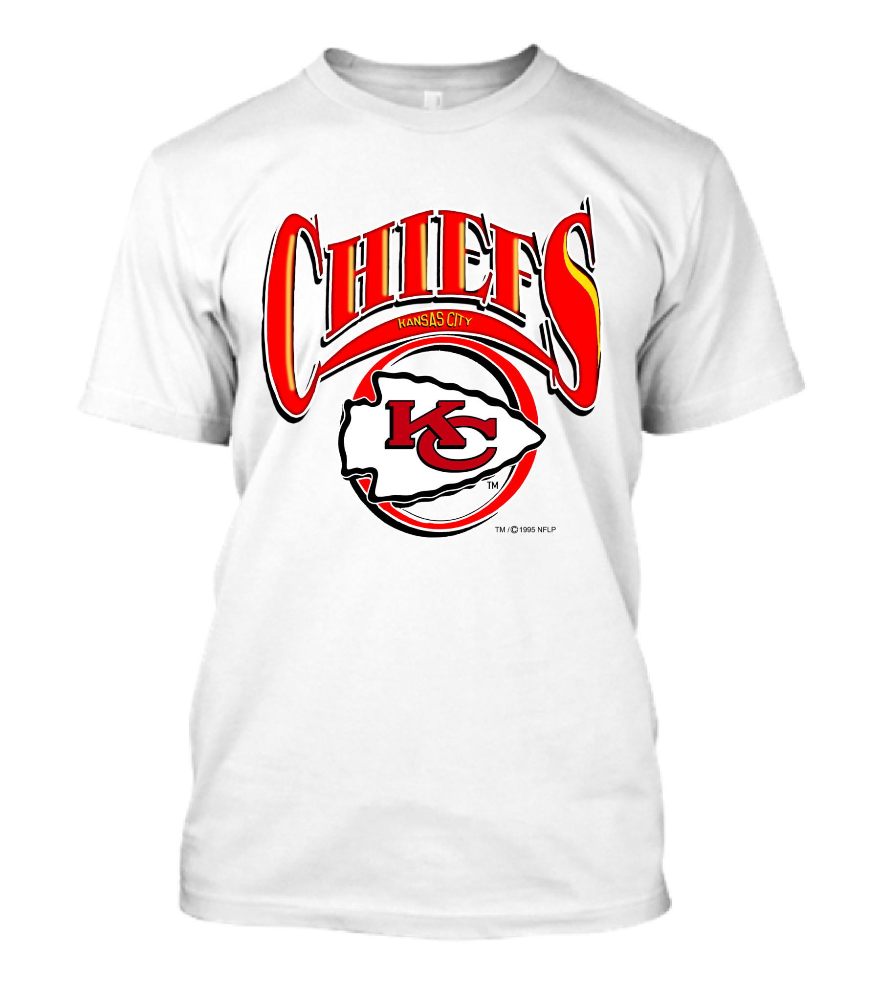Kansas City Chiefs Logo Red Yellow Design 1996 NFLP T-Shirt