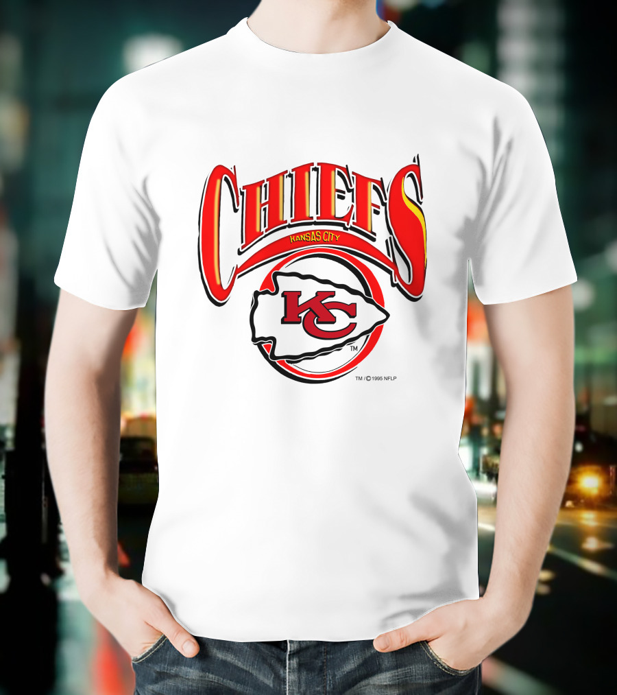 Kansas City Chiefs Logo Red Yellow Design 1996 NFLP T-Shirt