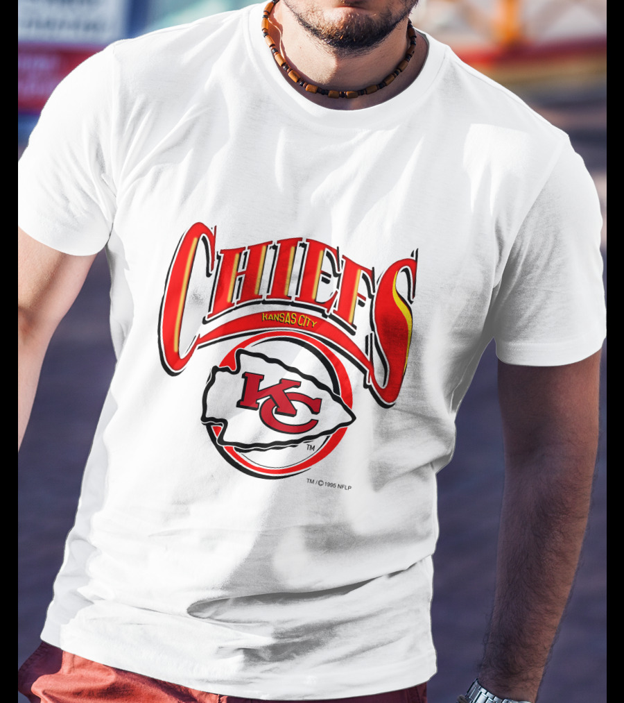 Kansas City Chiefs Logo Red Yellow Design 1996 NFLP T-Shirt