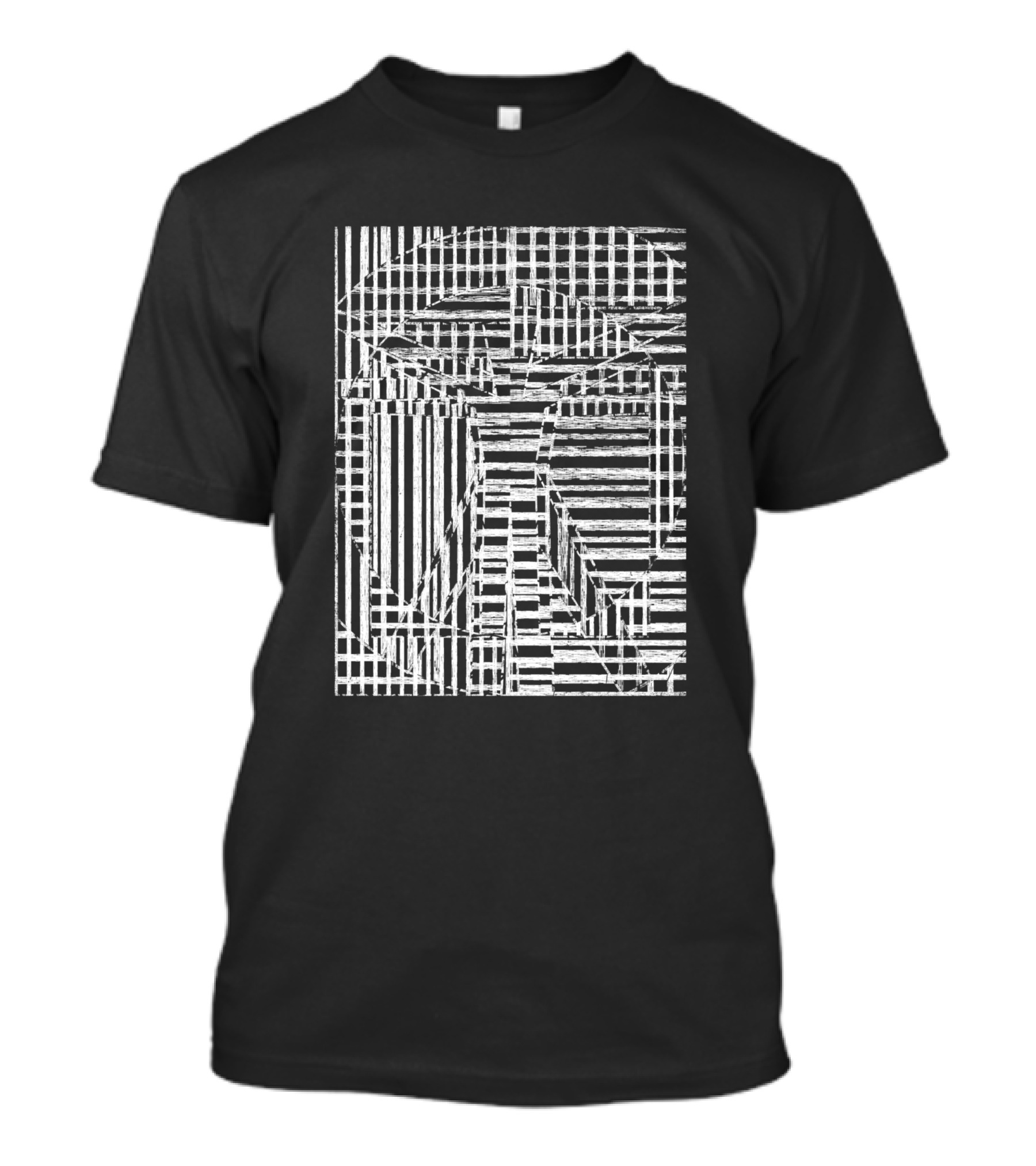 Algorithm V 83818 Black And White Geometric Lines T-Shirt