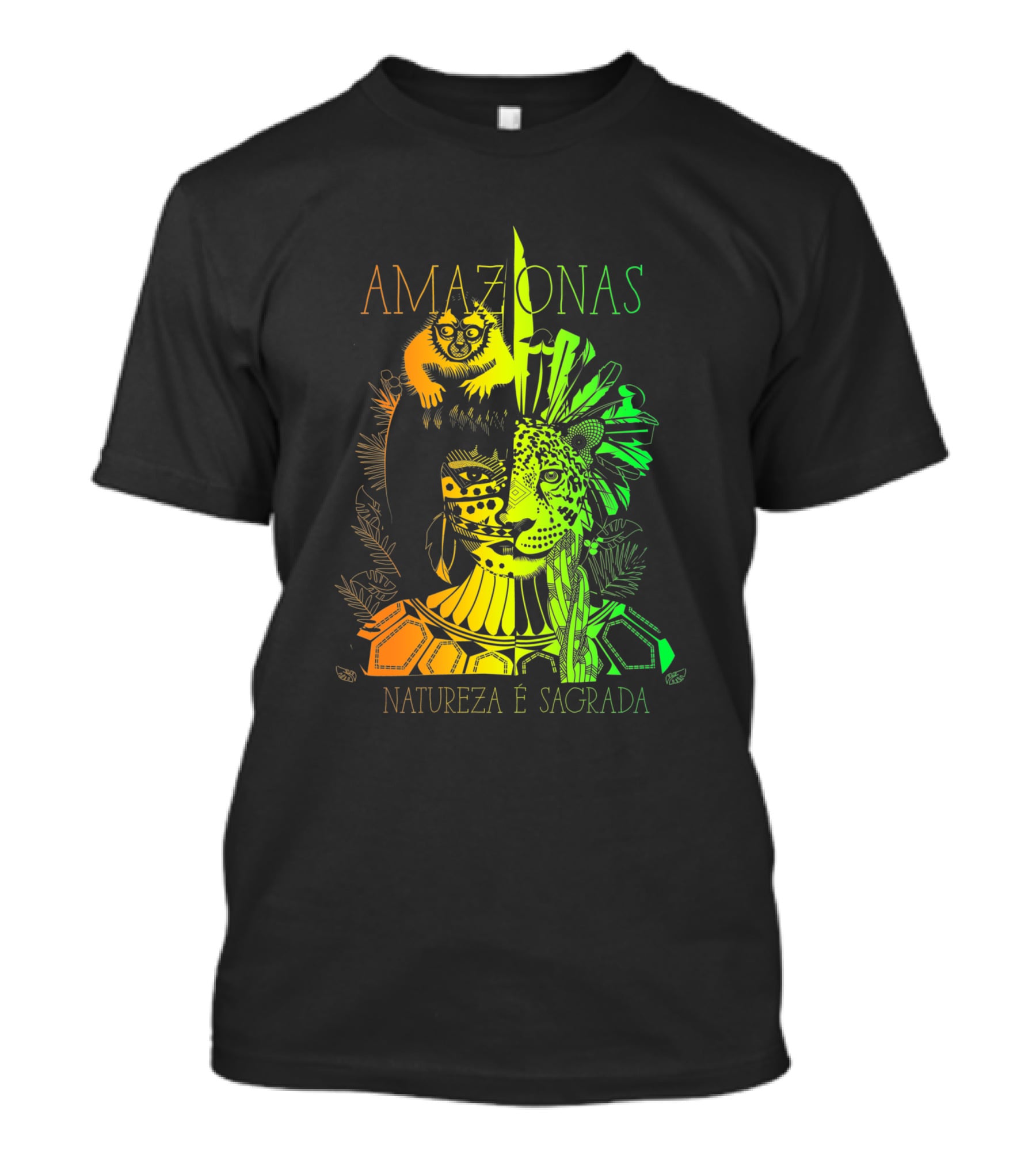 AMAZONAS Natureza É Sagrada 373731 Jaguar Lemur Jungle Spirit T-Shirt