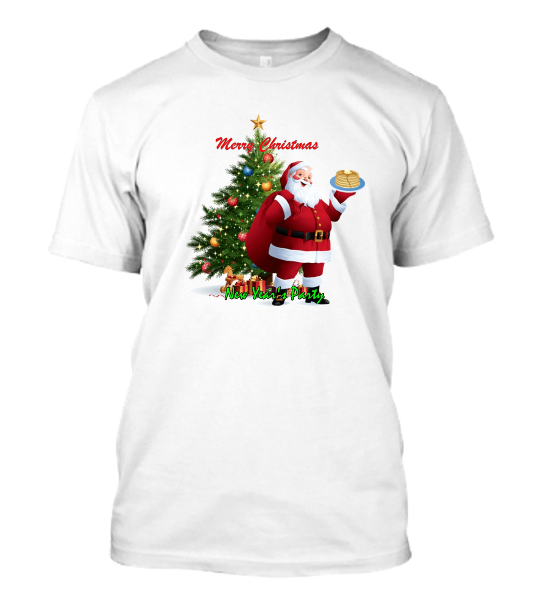 Merry Christmas Santa Claus New Year Party Pancakes T-Shirt