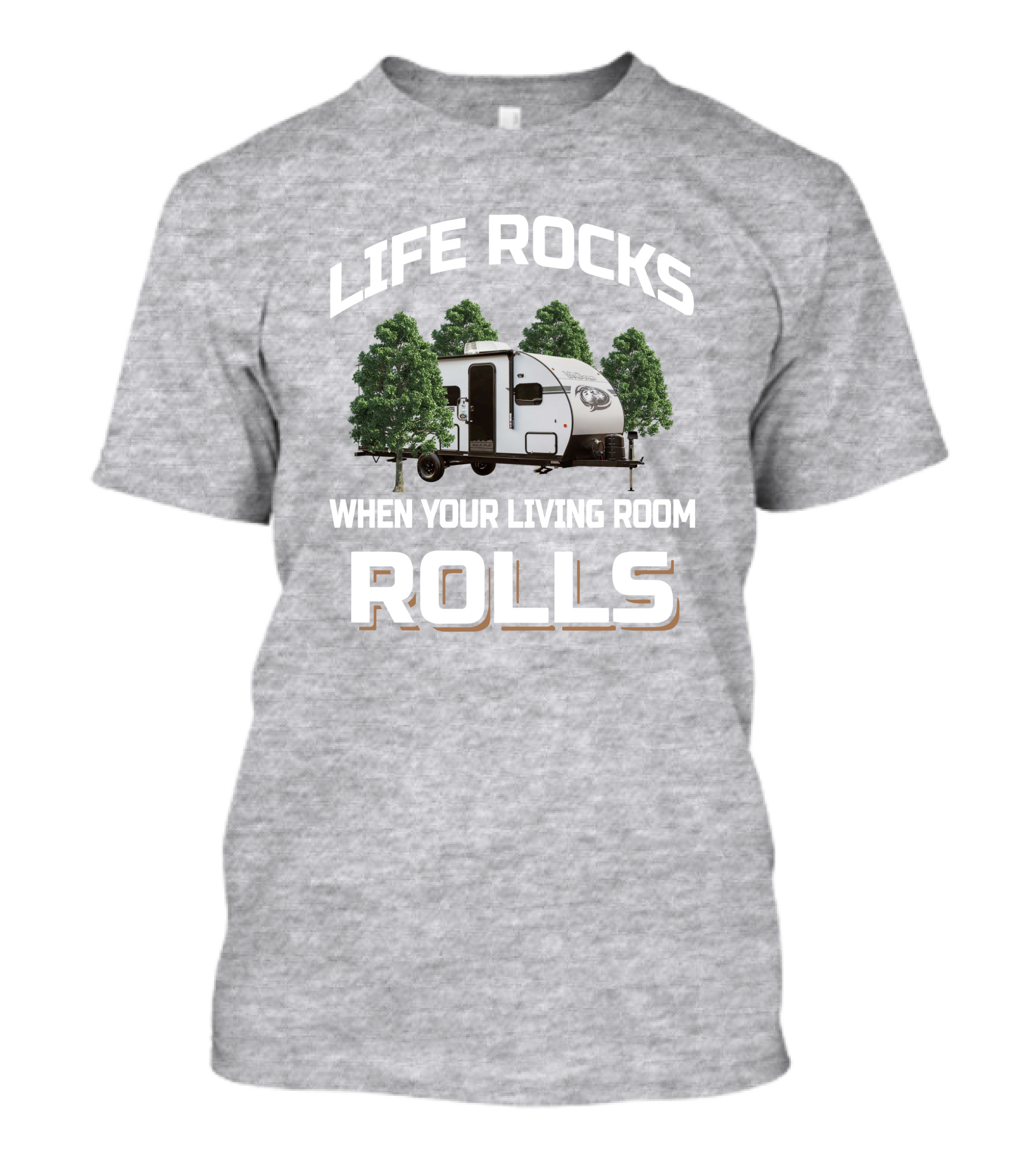 Life Rocks When Your Living Room Rolls Camper Wolf Pup Black Label T-Shirt